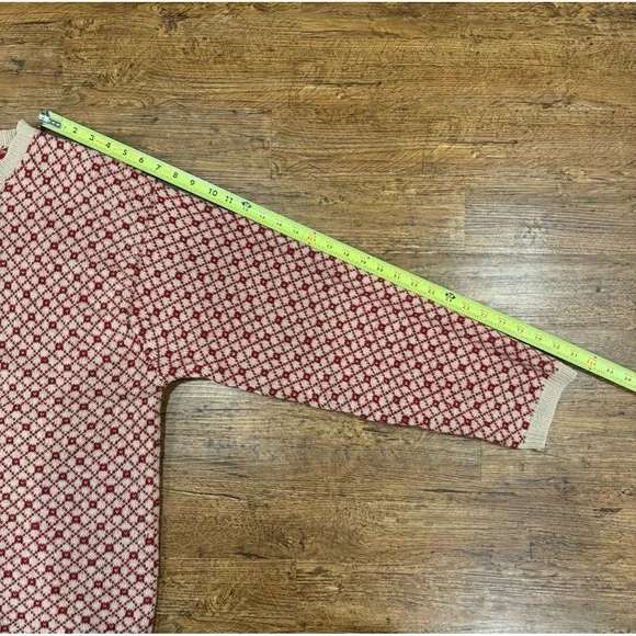 VTG J.CREW Oarsman Red Geometric Diamond Fisherman Wool Crewneck Sweater Men's L